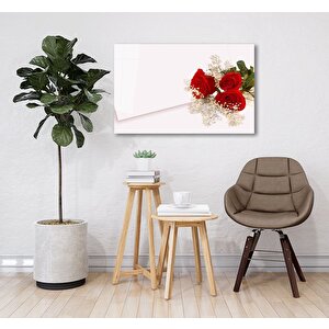 Kırmızı Güller Cam Tablo 36x23 cm