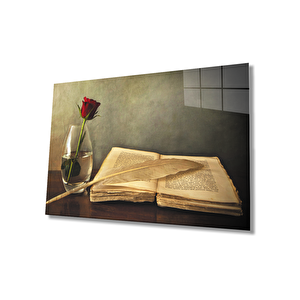 Kırmızı Gül Ve Kitap Red Rose And Book Table 36x23 cm
