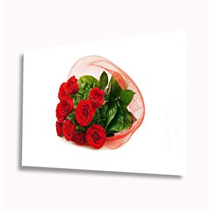 Kırmızı Güller Cam Tablo 36x23 cm