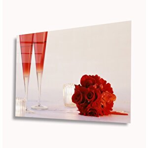 Kırmızı Güller Cam Tablo 110x70 cm