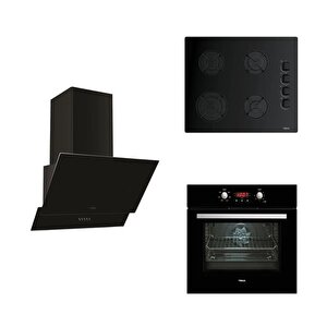 Chef 5 Siyah Ankastre Set (ocak + Fırın + Davlumbaz)