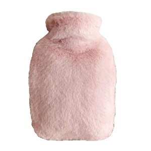 Sıcak Su Torbası Yan Cepli Pembe  Peluş Termofor 27x17x2cm  1 Litre