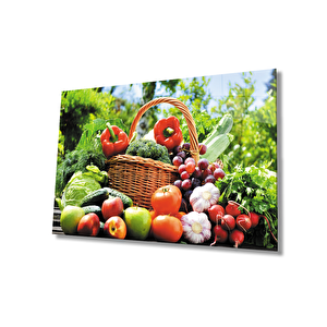 Sepette Meyve Sebze Cam Tablo 36x23 cm