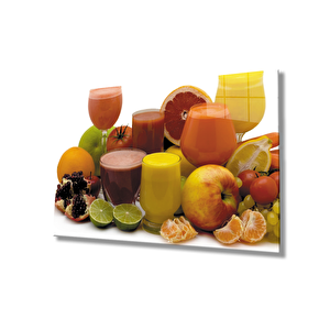 Meyveler Meyve Suyu Mutfak Cam Tablo 90x60 cm