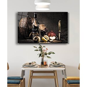 Meyve Şişe Bıçak Natürmort Cam Tablo 50x70 cm