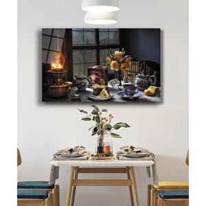 Sarı Güller Yağmur Gaz Lamba Görselli Natürmort Cam Tablo 36x23 cm