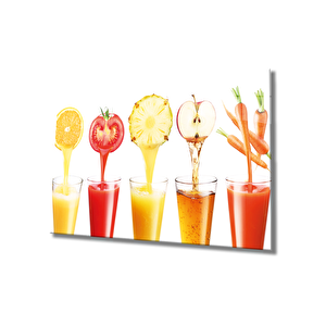Meyveler Kokteyller Cam Tablo Fruit Cocktails 36x23 cm