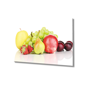 Meyveler Mutfak Natürmort Cam Tablo 36x23 cm
