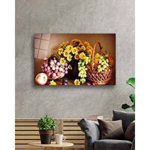 Sepette Meyveler Cam Tablo Furits In Basket 50x70 cm