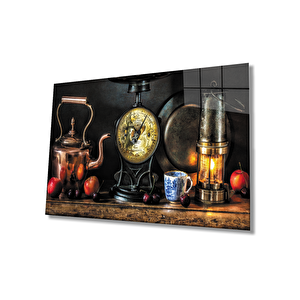Meyve Ve Mutfak Malzemeleri Görselli Natürmortcam Tablo 36x23 cm