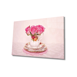 Fincanda Pembe Güller Pink Roses In Cup Table 50x70 cm