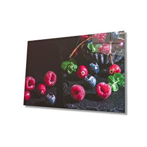 Kırmızı Mor Meyveler Cam Tablo 50x70 cm