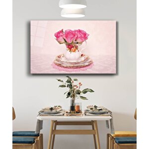 Fincanda Pembe Güller Pink Roses In Cup Table 36x23 cm