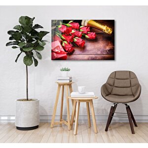 Kırmızı Güller Cam Tablo 90x60 cm