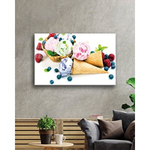 Meyveler Dondurma Cam Tablo Fruits İce Cream Art 50x70 cm