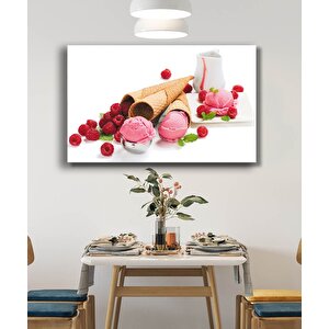 Kırmızı Meyveli Dondurma Cam Tablo 50x70 cm