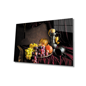 Meyveler Obje Natürmort Cam Tablo 50x70 cm