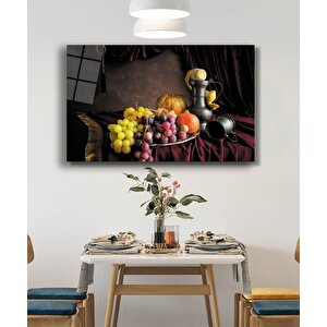 Meyveler Obje Natürmort Cam Tablo 36x23 cm