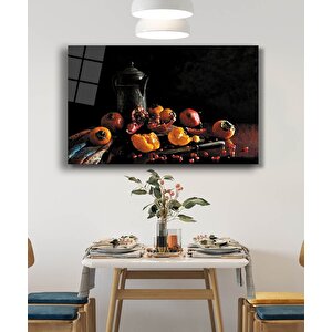Meyveler Mutfak Natürmort Cam Tablo 36x23 cm