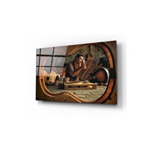 Gitar Ve Adam Cam Tablo 60x90 cm