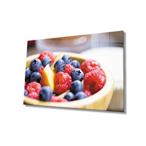 Kırmızı Mor Meyve Cam Tablo Red Purple Fruit 36x23 cm