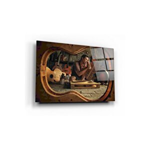 Gitar Ve Adam Cam Tablo 50x70 cm