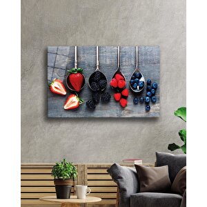 Kaşıklarda Meyveler Cam Tablo Fruits On Spoon 50x70 cm