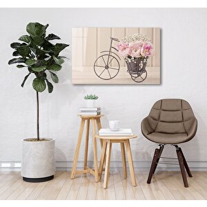 Bisiklette Güller Cam Tablo 50x70 cm