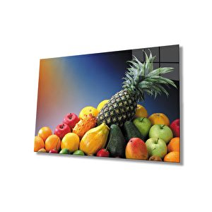 Meyveler Natürmort Mutfak Cam Tablo 110x70 cm
