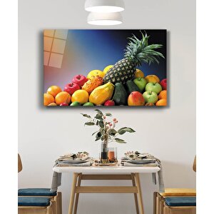 Meyveler Natürmort Mutfak Cam Tablo 36x23 cm