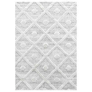 Oturma Odası Halısı, High-low Efektli, Gri Boho Halı, Kolay Bakım 160x230 cm