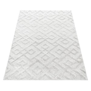 Oturma Odası Halısı, High-low Efektli, Krem Boho Halı, Kolay Bakım