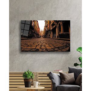 Arnavut Kaldırımlı Sokak Ve Galata Manzaralı Cam Tablo 36x23 cm