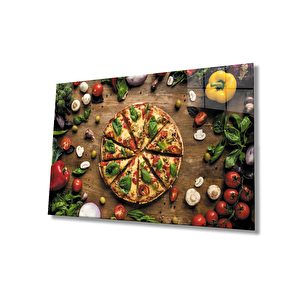 Pizza Mutfak Cam Tablo Pizza Kitchen 36x23 cm