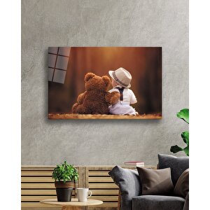 Ayıcık Ve Çocuk Cam Tablo Teddy And Child Table 36x23 cm