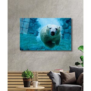 Beyaz Kutup Ayısı Cam Tablo Ice Bear 36x23 cm