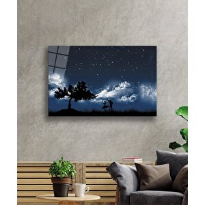 Arkadaş Dans Gece Yıldız Cam Tablo 36x23 cm