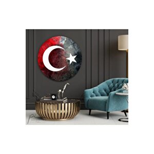 Bayrak Yuvarlak Cam Tablo 50x50 cm