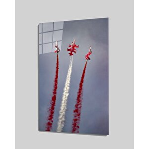 Türk Uçakları Cam Tablo 90x60 cm