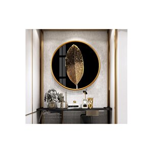Gold Tüy Yuvarlak Cam Tablo 60x60 cm