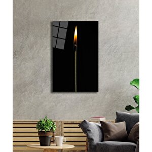 Ateş Kibrit Cam Tablo Fire Matches Glas 36x23 cm