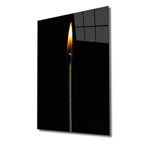 Ateş Kibrit Cam Tablo Fire Matches Glas 90x60 cm