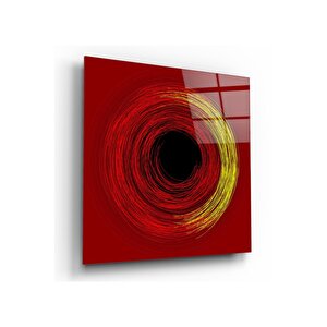 Kırmızı Girdap Cam Tablo 30x30 cm