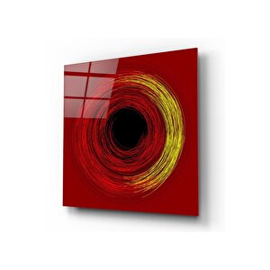 Kırmızı Girdap Cam Tablo 50x50 cm