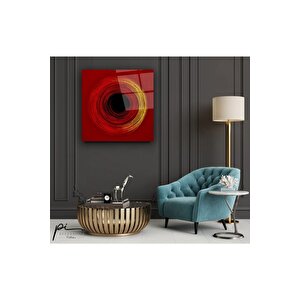 Kırmızı Girdap Cam Tablo 50x50 cm