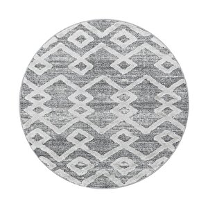 Oturma Odası Halısı, High-low Efektli, Gri Boho Halı, Kolay Bakım 120 cm