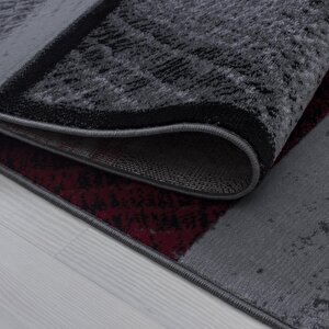 Tasarım Kısa Tüylü Halı, Kareli Desenli, Benekli Siyah Ve Kırmızı, Oturma Odası Halısı