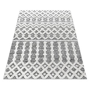Oturma Odası Halısı, High-low Efektli, Gri Boho Halı, Kolay Bakım