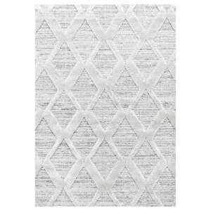 Oturma Odası Halısı, High-low Efektli, Gri Boho Halı, Kolay Bakım 60x110 cm
