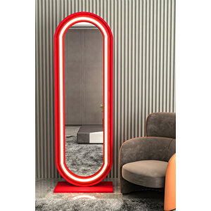 Givayo Wood's Gusto Neon Led Işıklı Boy Aynası 160x60 Kırmızı